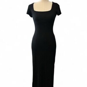 See You‎ Monday Midi Dress Womens Medium Black Square Neck Bodycon